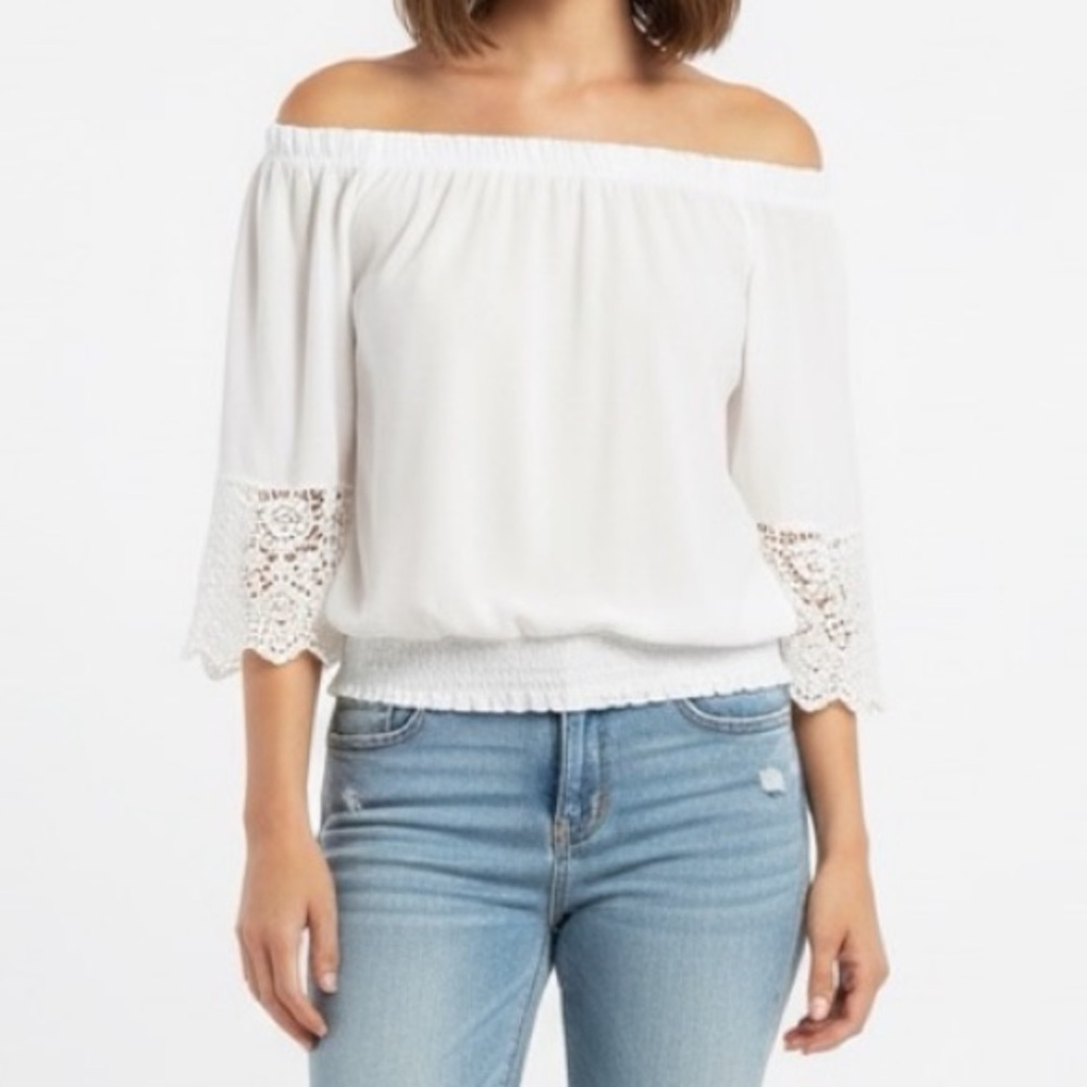 Spense Rayon Blouse with Embellished 3/4 Sleeves